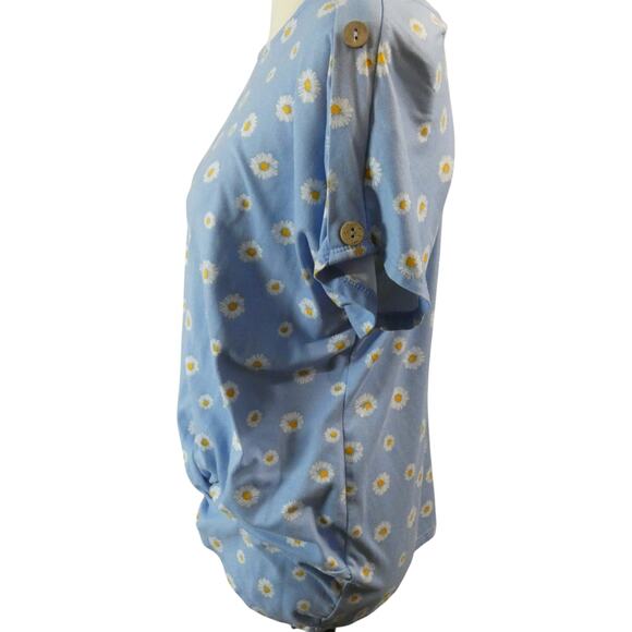 Stitchwurks Daisy Printed Top Twist Hem Short Sleeves M/L? - Picture 3 of 5